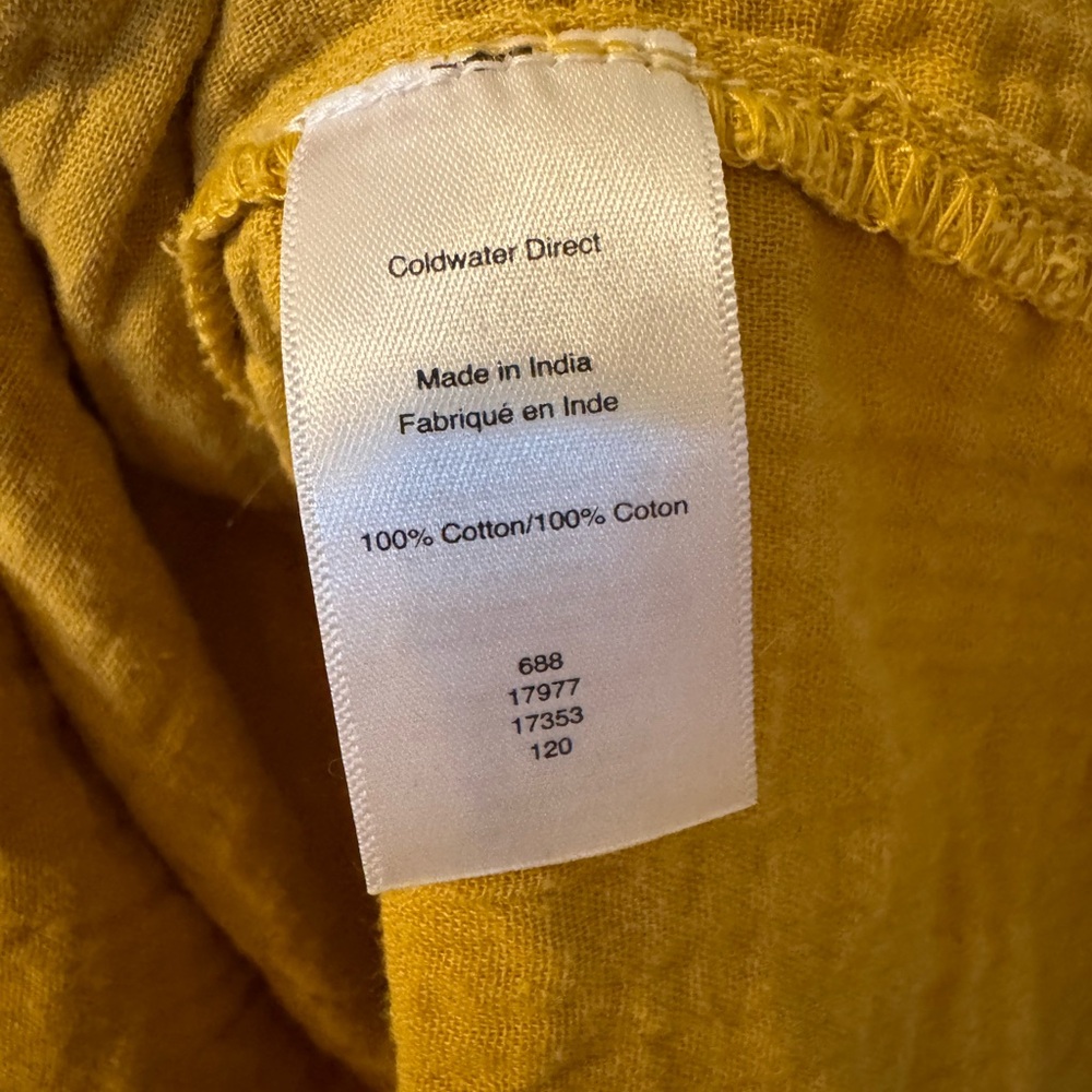 Collarless Mustard Yellow Button Front Tunic 100%… - image 3